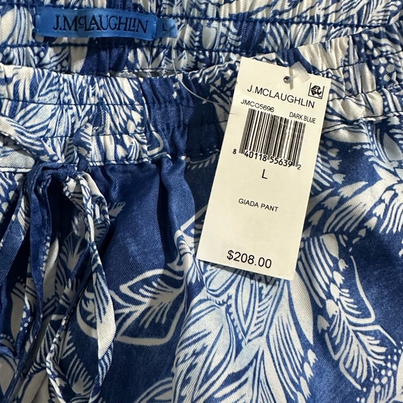 NWT J.McLaughlin Giada Printed Flat Front Elastic Drawstring Waist Pull-On Pants - Picture 6 of 7